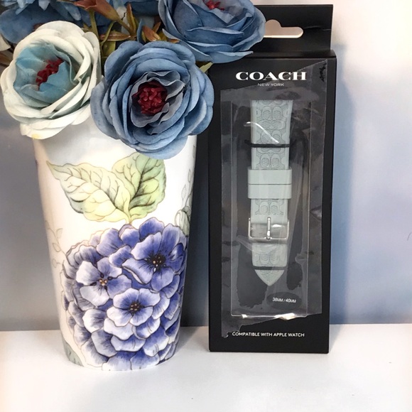 COACH Rubber Teal Embossed Apple Watch Strap for 38 40 41mm Apple Watches *BNIB - Picture 14 of 14